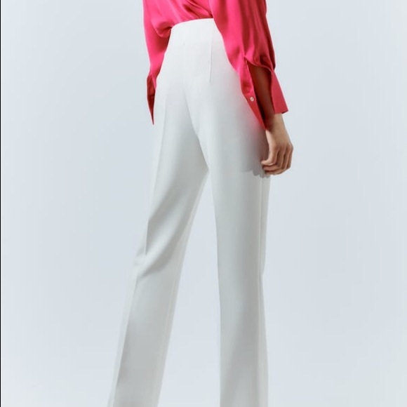 Zara Womens High Waisted Flared Pants White Small NWT - Picture 6 of 7